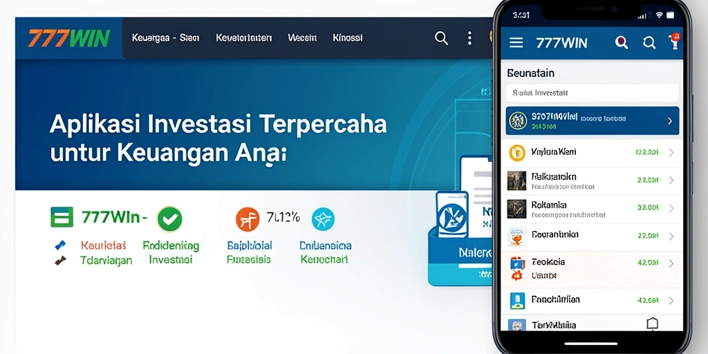 Screenshot utama 777WIN menampilkan antarmuka aplikasi Investasi yang modern.