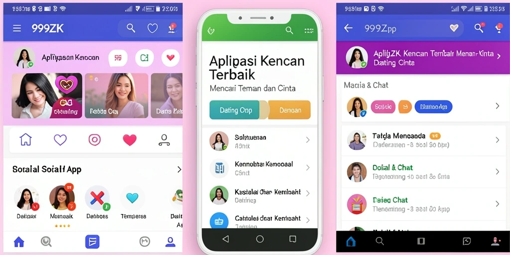 Screenshot utama 999ZK menunjukkan antarmuka yang ramah pengguna dan fitur kencan.
