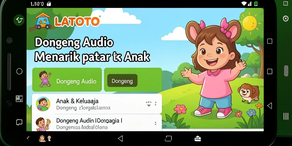 Tampilan antarmuka aplikasi LATOTO yang ramah anak dan menarik.