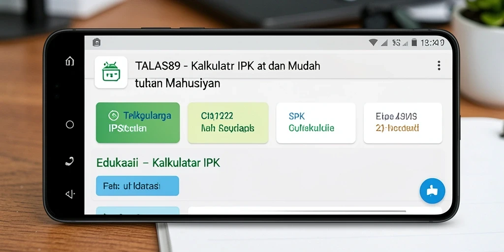 Screenshot TALAS89 menampilkan antarmuka Kalkulator IPK yang sederhana dan efektif.