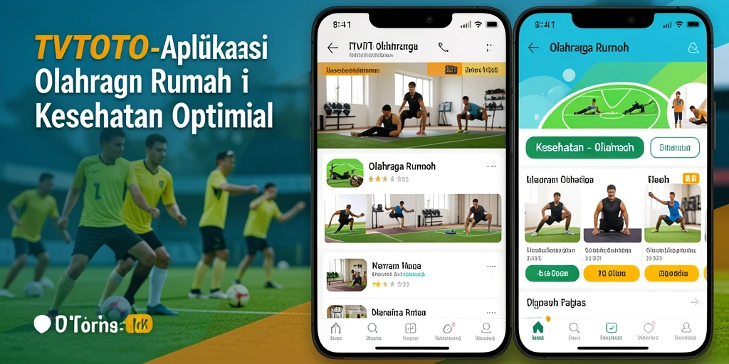 Tampilan antarmuka aplikasi TVTOTO dengan berbagai fungsi olahraga rumah yang intuitif.