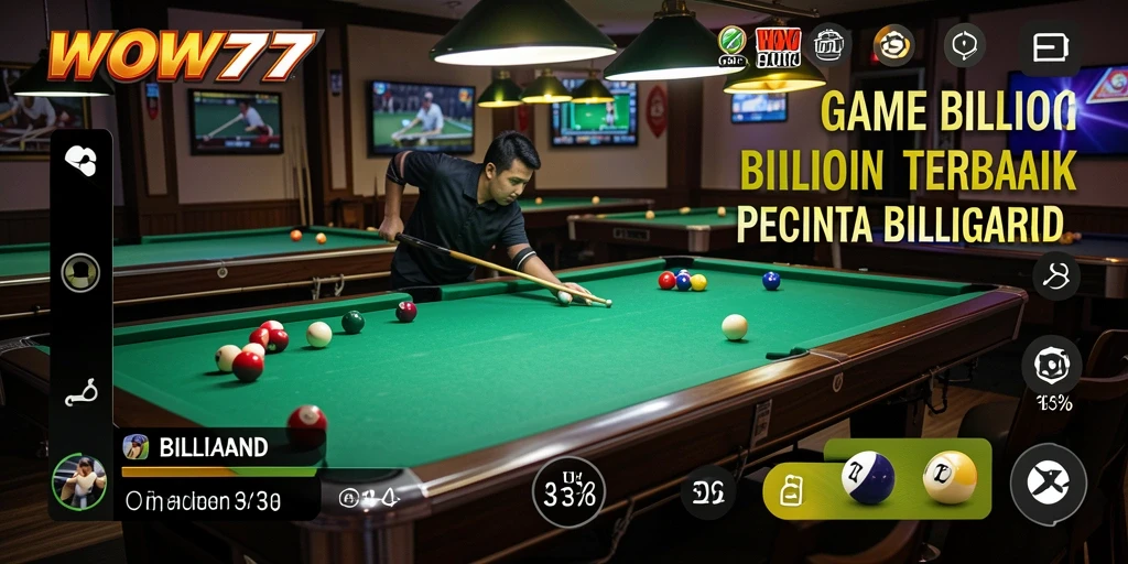 Tampilan antarmuka menarik dari game Billiard WOW77.